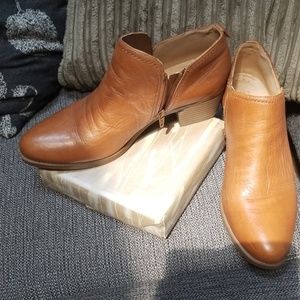 Brown leather booties